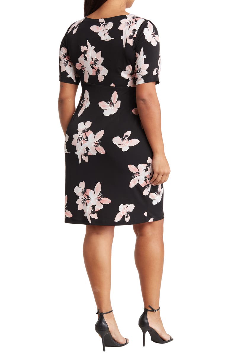 Connected Apparel Floral Faux Wrap Dress, Alternate, color,