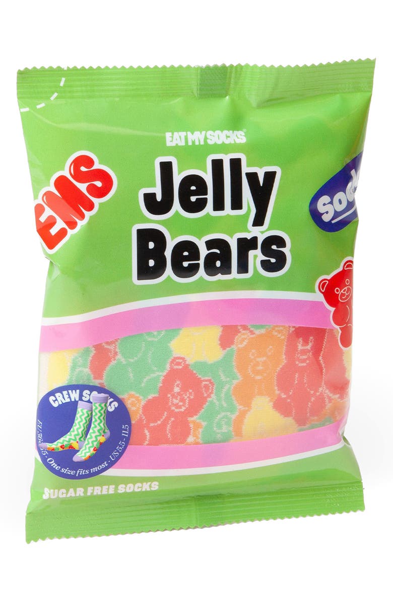 doiy Jelly Bear 3D Crew Socks, Alternate, color, Green Multi