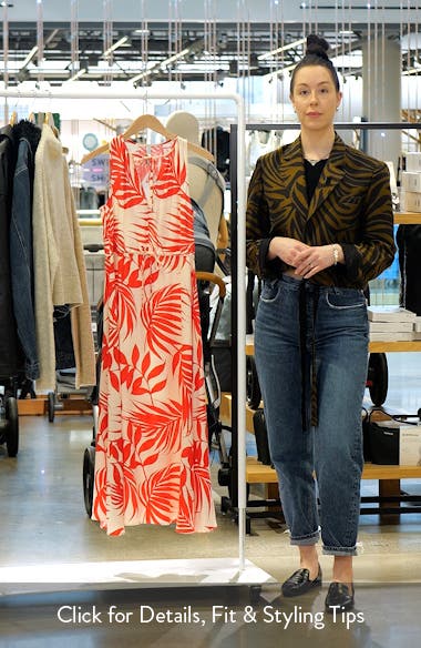 MANGO Palm Frond Sleeveless Midi Dress (Women) | Nordstrom