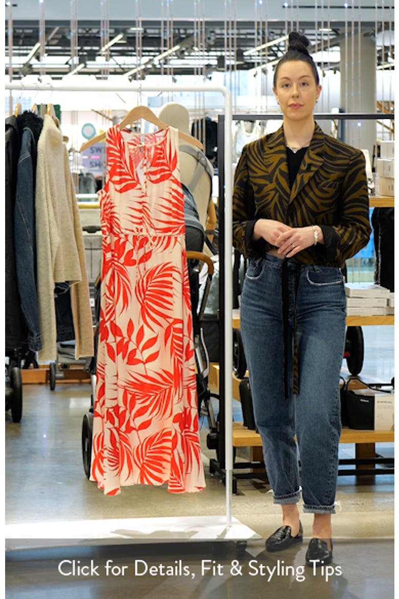 Palm Frond Sleeveless Midi Dress video