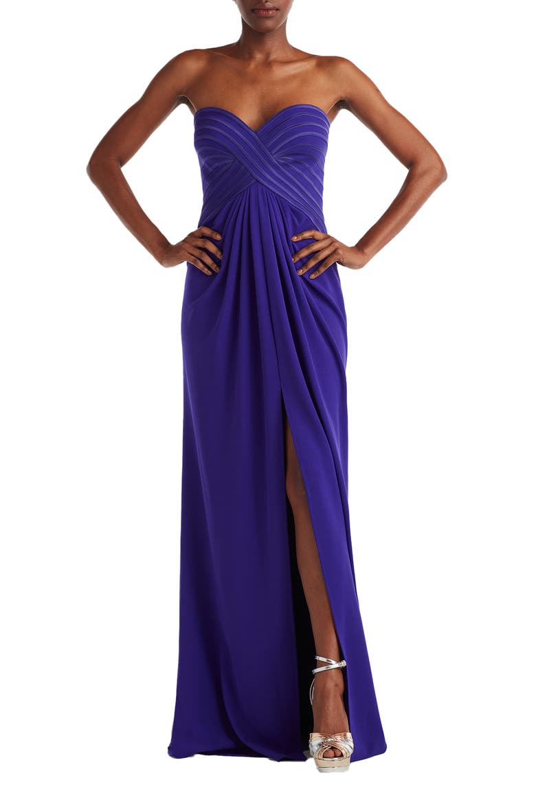 Strapless Crisscross Bodice Gown, Main, color, PURPLE IRIS