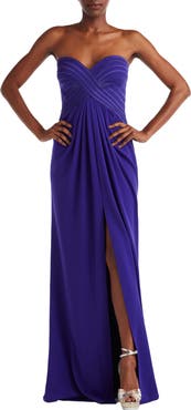 Tadashi Shoji Strapless Crisscross Bodice Gown