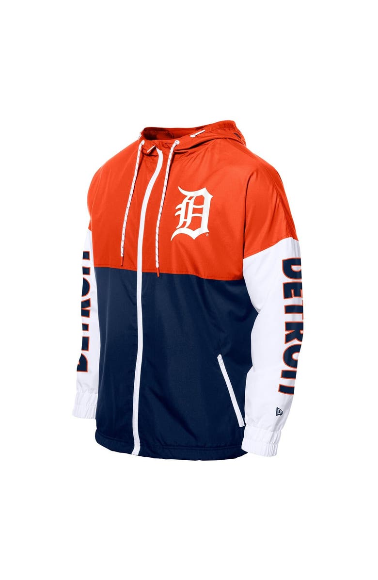 New Era Men's New Era  Navy/Orange Detroit Tigers Color Block Full-Zip Hoodie Windbreaker, Alternate, color, 