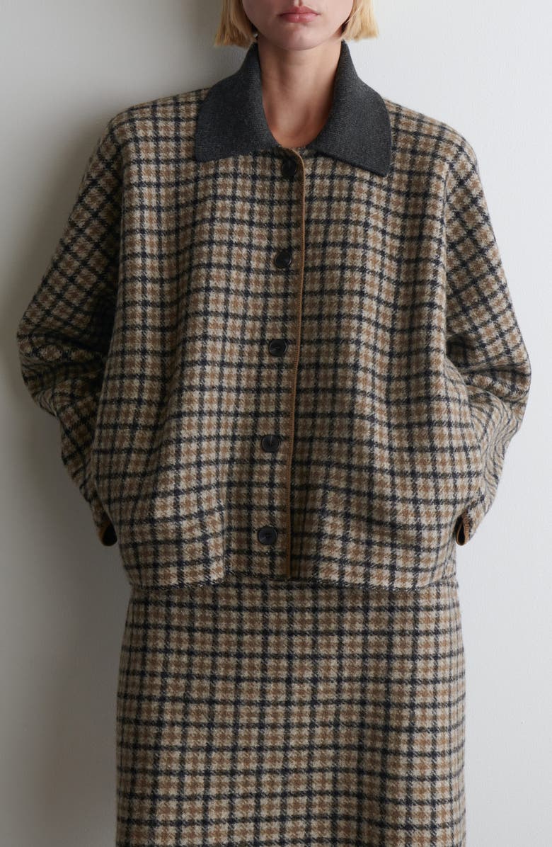 COS Plaid Merino Wool Sculpted Jacket, Main, color, 
