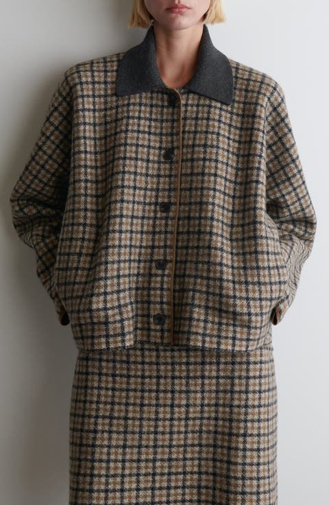 Plaid Merino Wool Sculpted Jacket