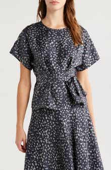 Wyeth Dot Twist Detail Silk Twill Top