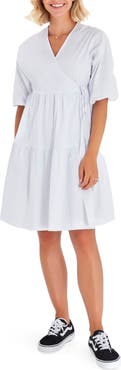 Accouchée Waterfall Tie Waist A-Line Maternity/Nursing Wrap Dress
