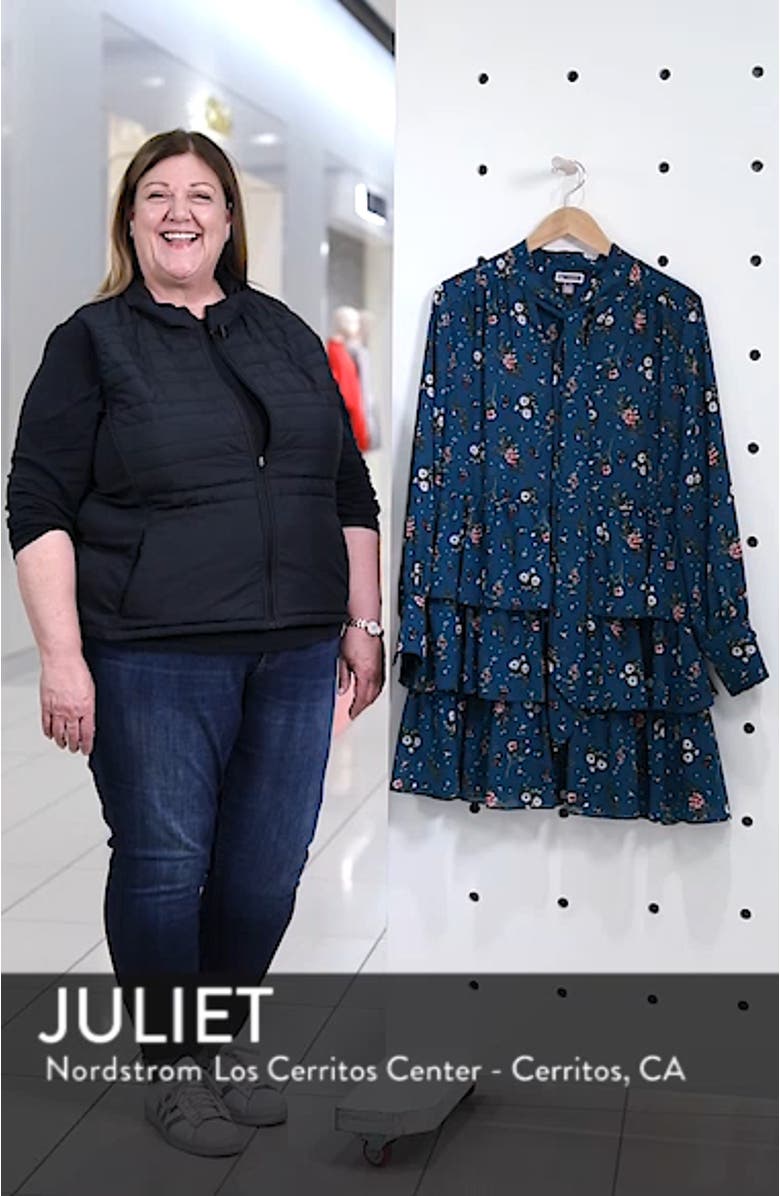 Tiered Floral Tie Neck Dress, sales video thumbnail