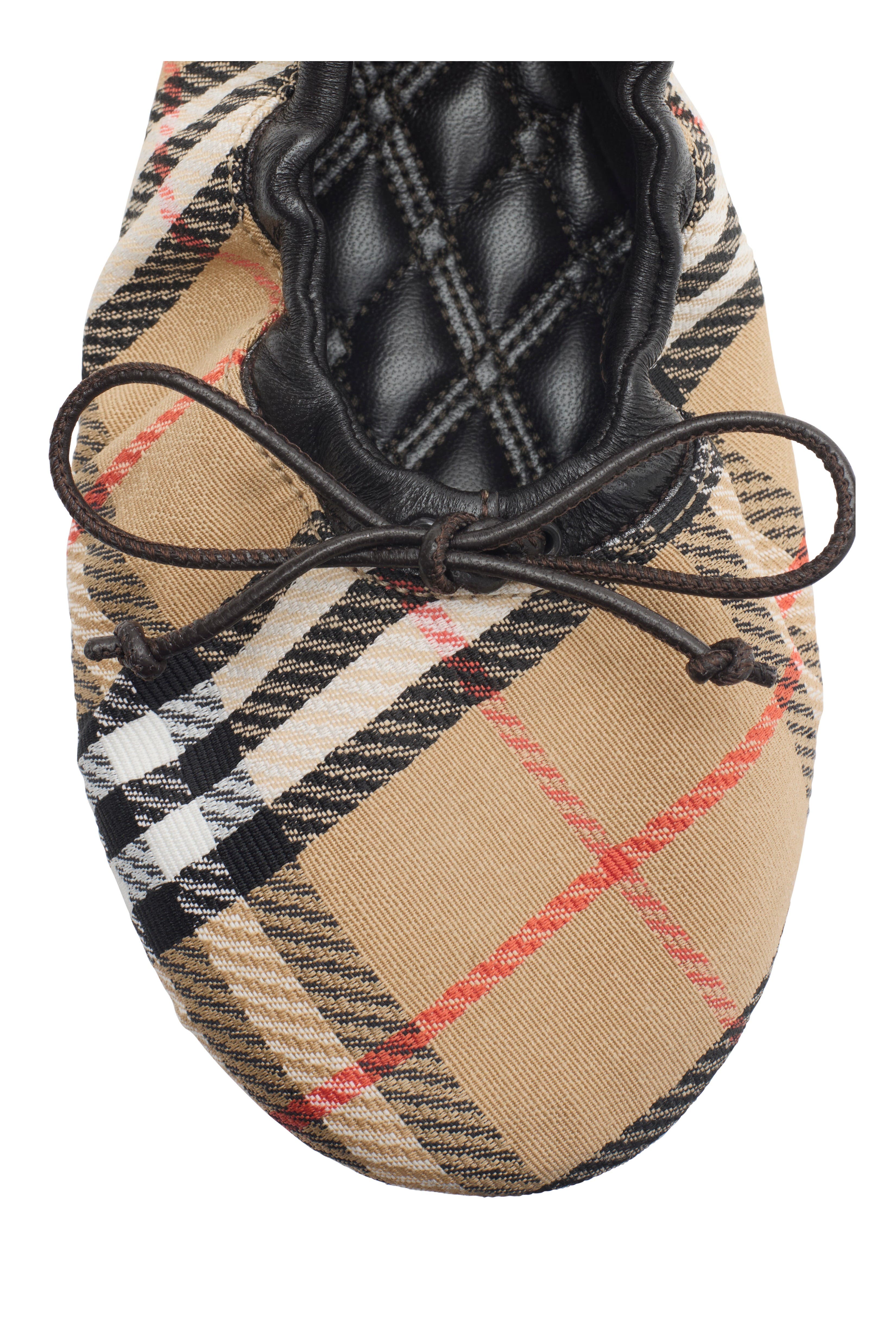 Burberry Check Fawn Ballerinas, Alternate, color, Sand Beige