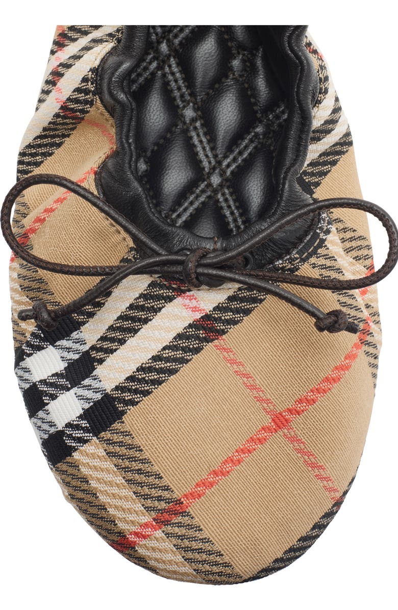 Burberry Check Fawn Ballerinas, Alternate, color, Sand Beige
