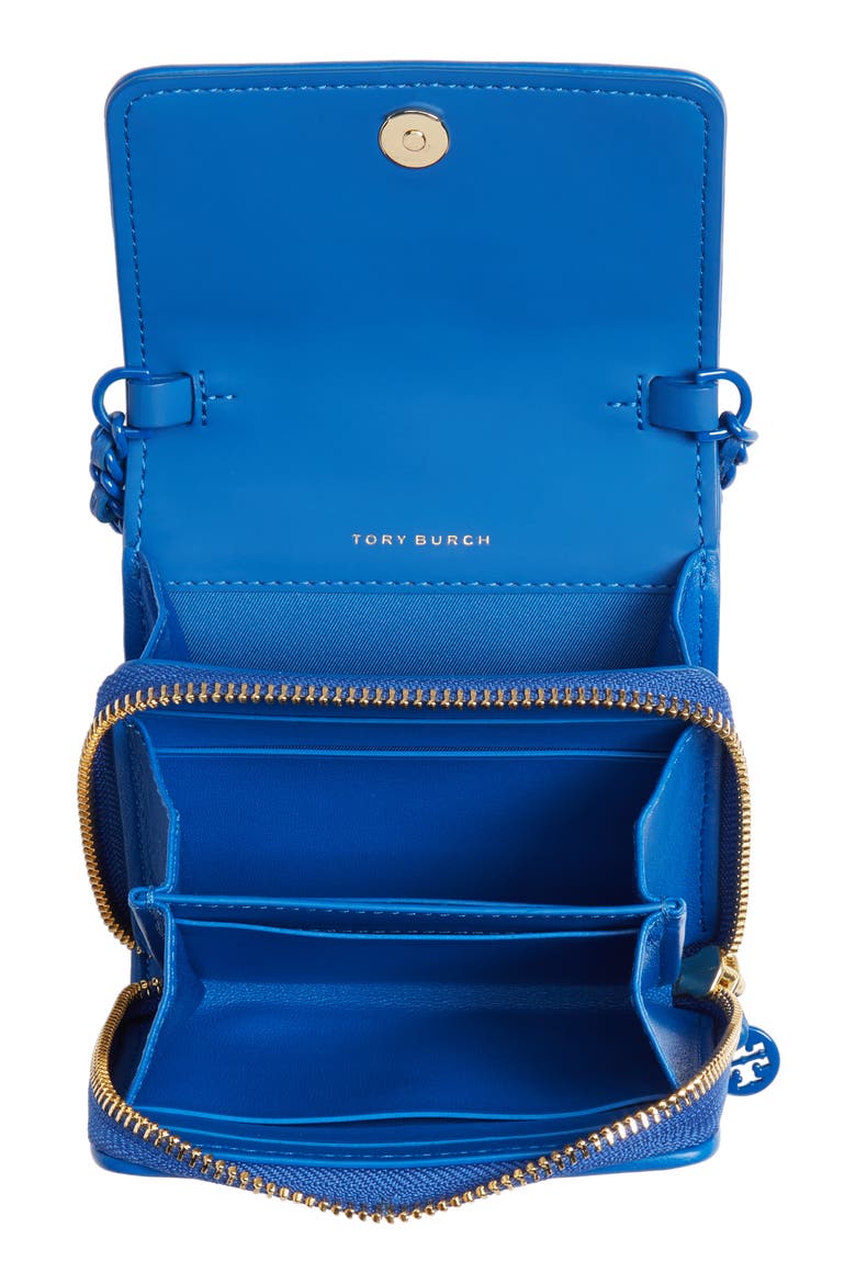 Mini Fleming Matte Wallet on a Chain, Alternate, color, MEDITERRANEAN BLUE