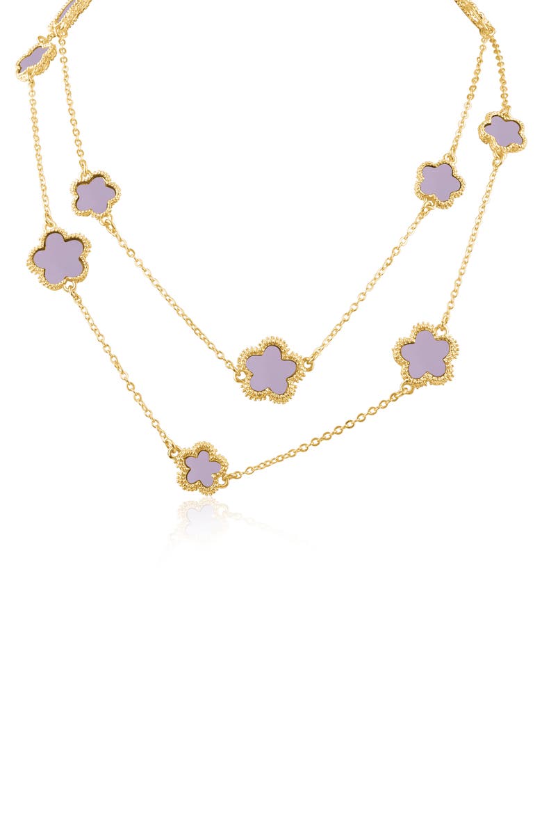 JARDIN Clover Station Chain Necklace, Main, color, Lavender/ Gold