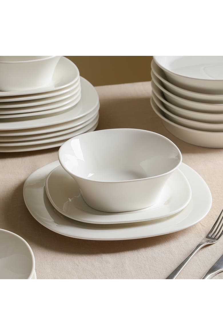 Quadro Porcelain 4-Piece Dinner Plate Set, Alternate, color, White