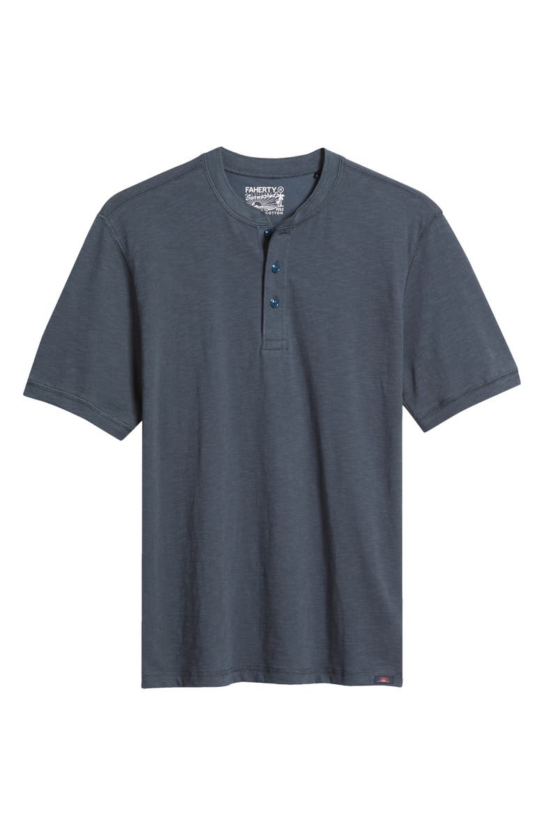 Faherty Sunwashed Organic Cotton Henley, Alternate, color, Dune Navy