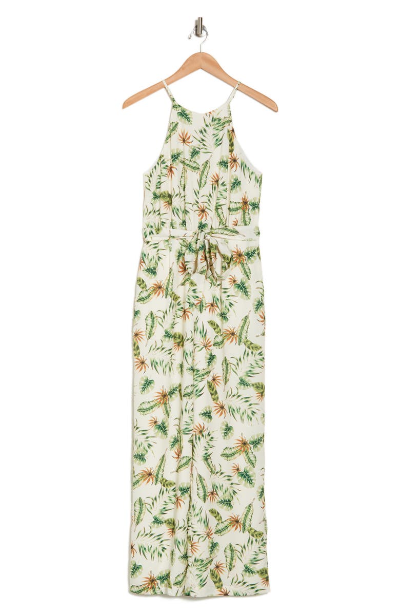 Adelyn Rae Tropical Print Halter Jumpsuit, Main, color, 