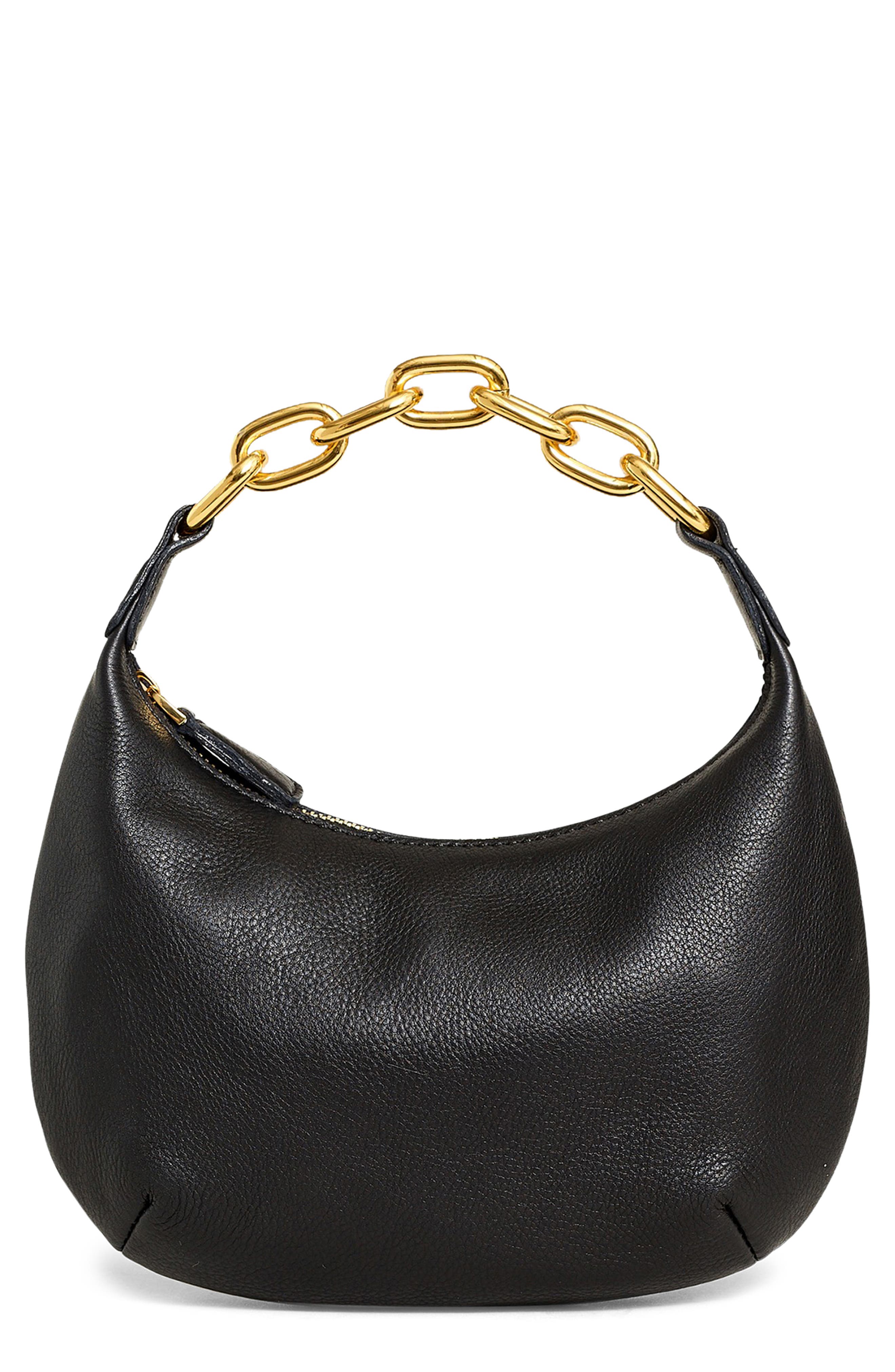 Madewell Micro Chain Handle Leather Hobo Bag