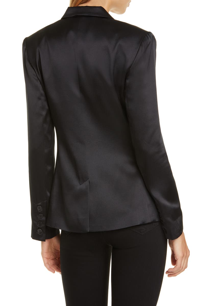 L'AGENCE Colin Silk Satin Double Breasted Blazer, Alternate, color, 