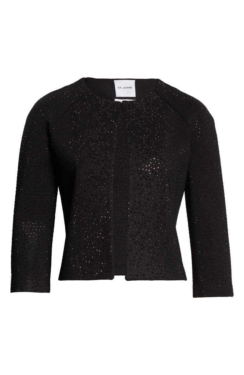 St. John Evening St. John Collection Studded Crop Jacket, Alternate, color, 