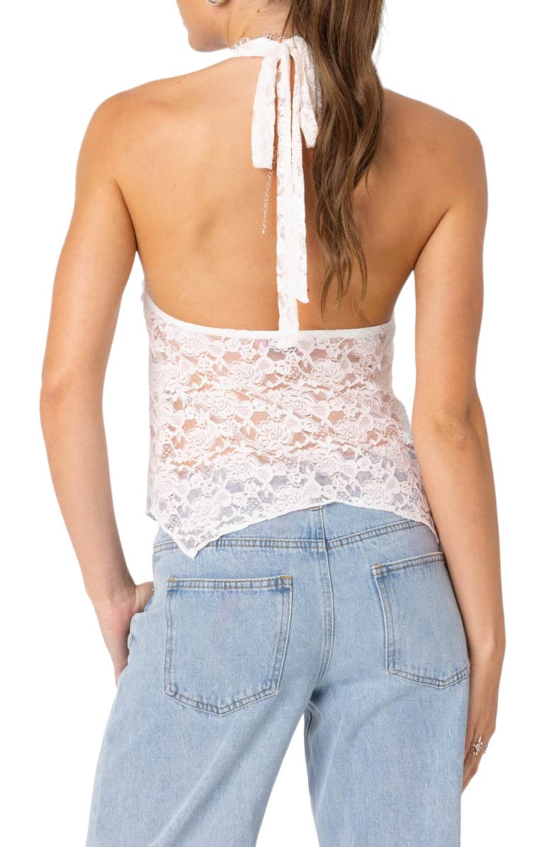 EDIKTED Esme Lace Halter Top, Alternate, color, White