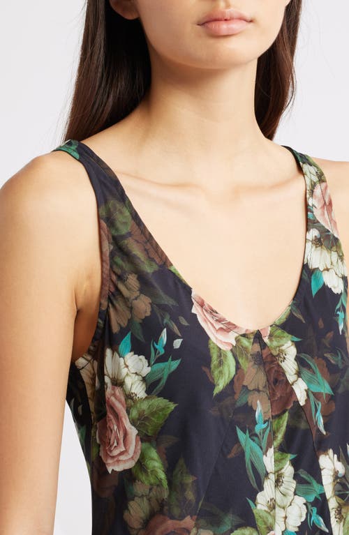 Lulus Helena Floral Maxi Cocktail Slipdress In Black