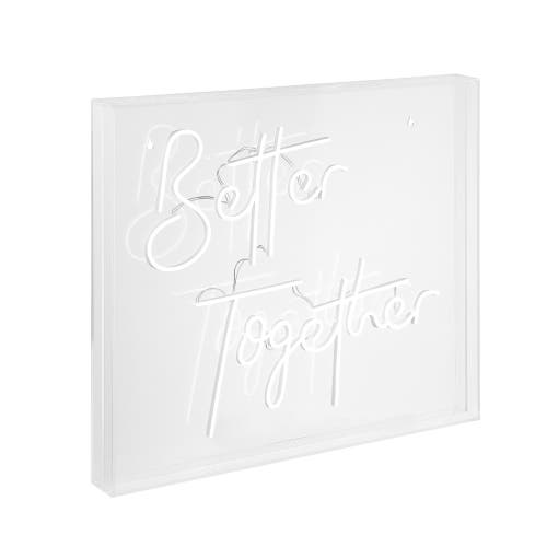 Jonathan Y Better Together 23.63" X 20" Contemporary Glam Acrylic Box Usb Operated Led Neon Light, W In White