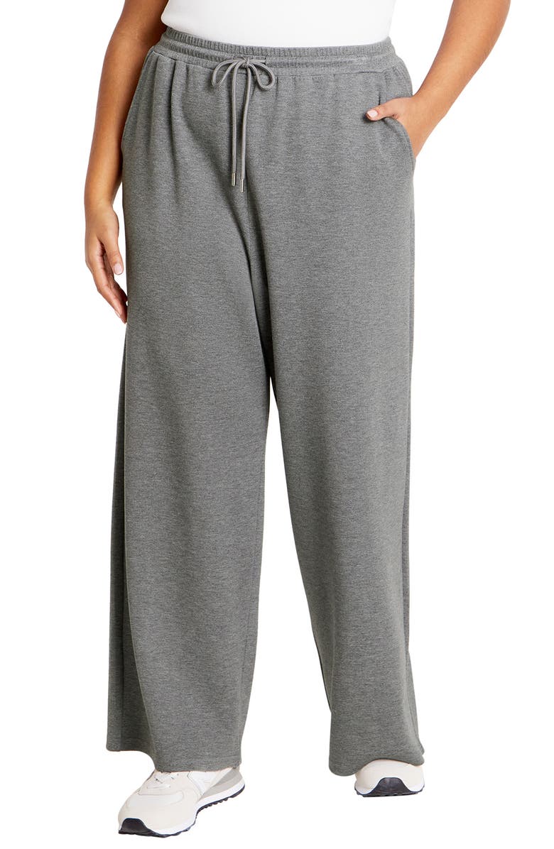 City Chic Maia Wide Leg Pull-On Pants, Main, color, Grey