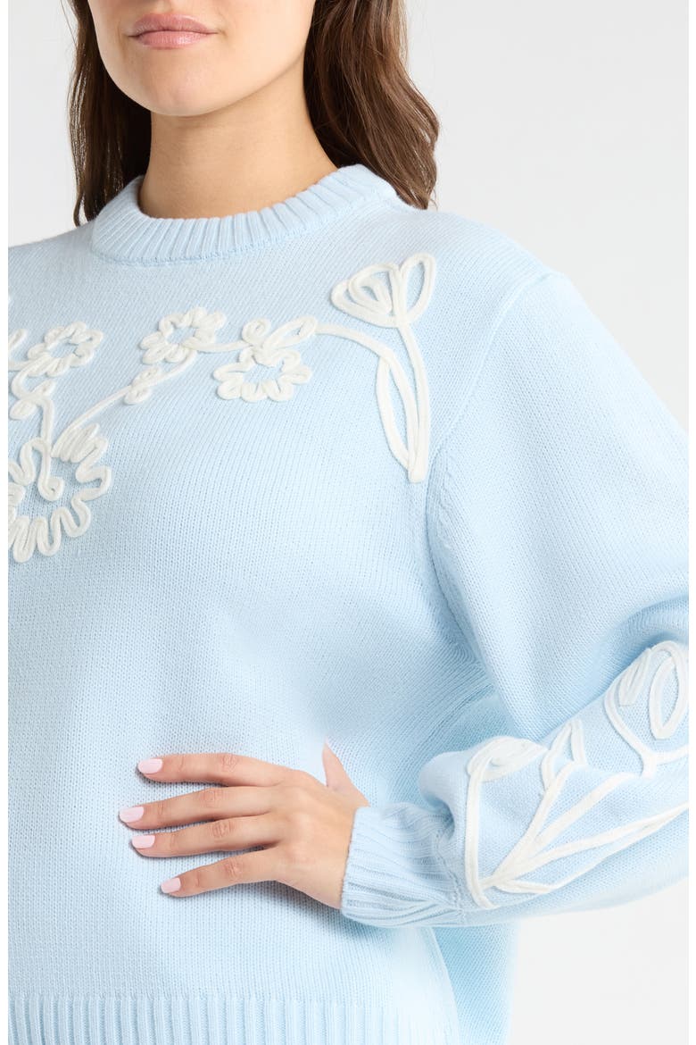 Celestial Floral Embroidered Sweater, Alternate, color, BLUE-IVORY