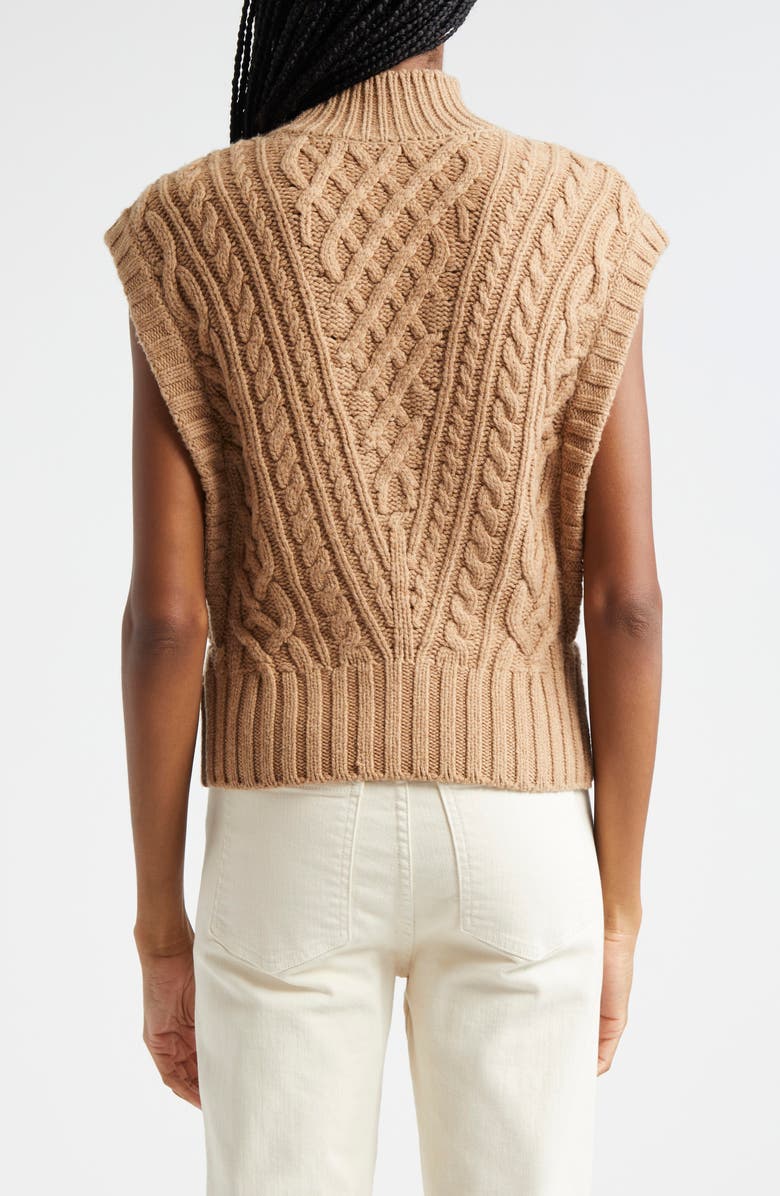 Veronica Beard Holton Wool Button Shoulder Cap Sleeve Sweater, Alternate, color, Russet