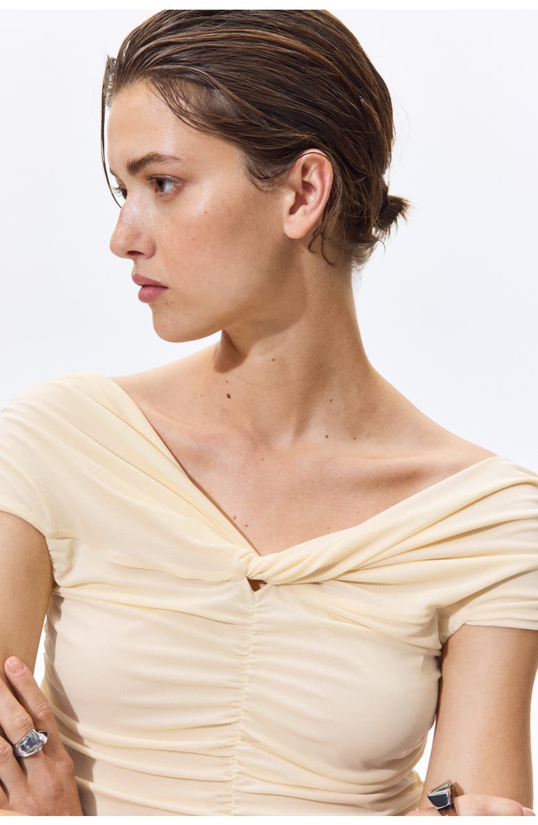 H&M Gathered Off-the Shoulder Top, Alternate, color, Yellow