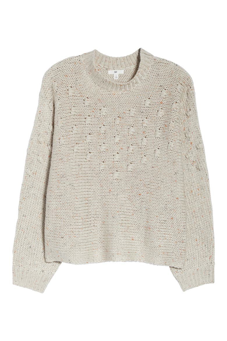 Bobble Stitch Mock Neck Sweater, Alternate, color, BEIGE OATMEAL NEP