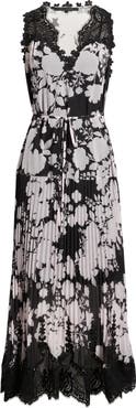 KOBI HALPERIN Liora Floral Lace Detail Pleated Dress
