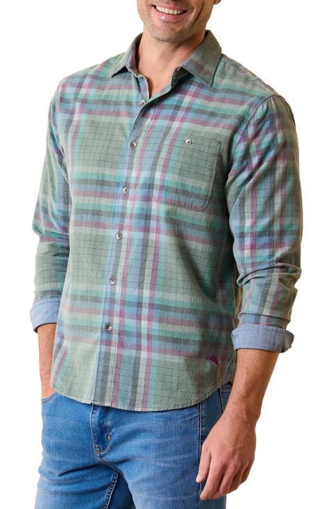 Coastline Plaid Cotton Corduroy Button-Up Shirt