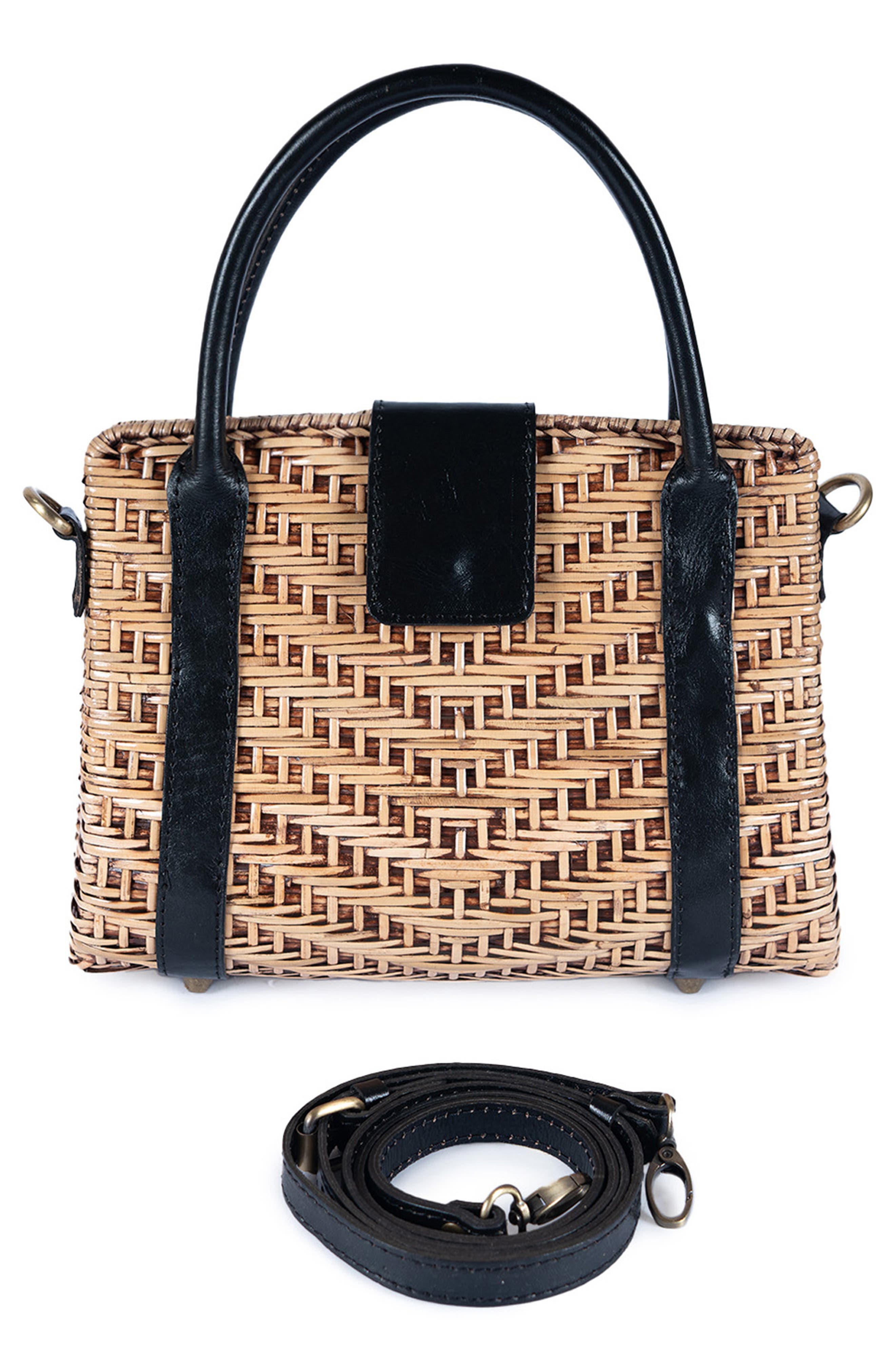 Jelavu Morgana Rattan & Leather Shoulder Bag, Alternate, color, 