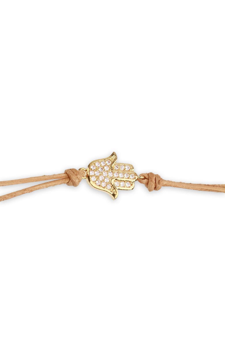 SAACHI Pavé Crystal Hamsa Choker Necklace, Main, color, Khaki