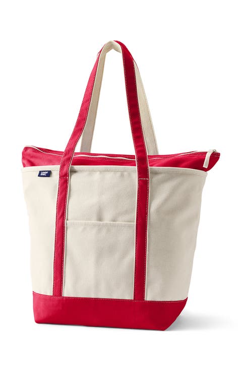 Zip Top Long Handle Canvas Tote Bag