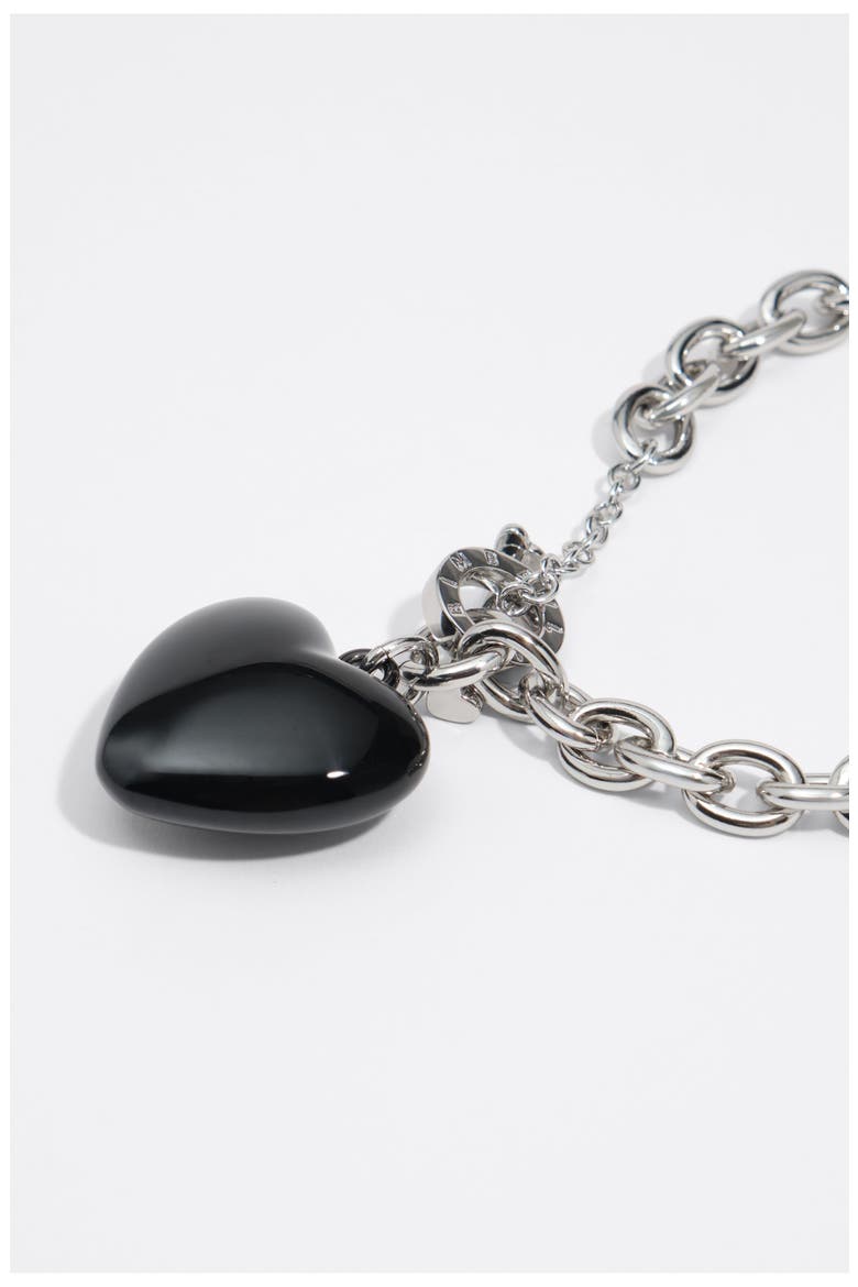 Heart Chain Necklace, Alternate, color, BLACK