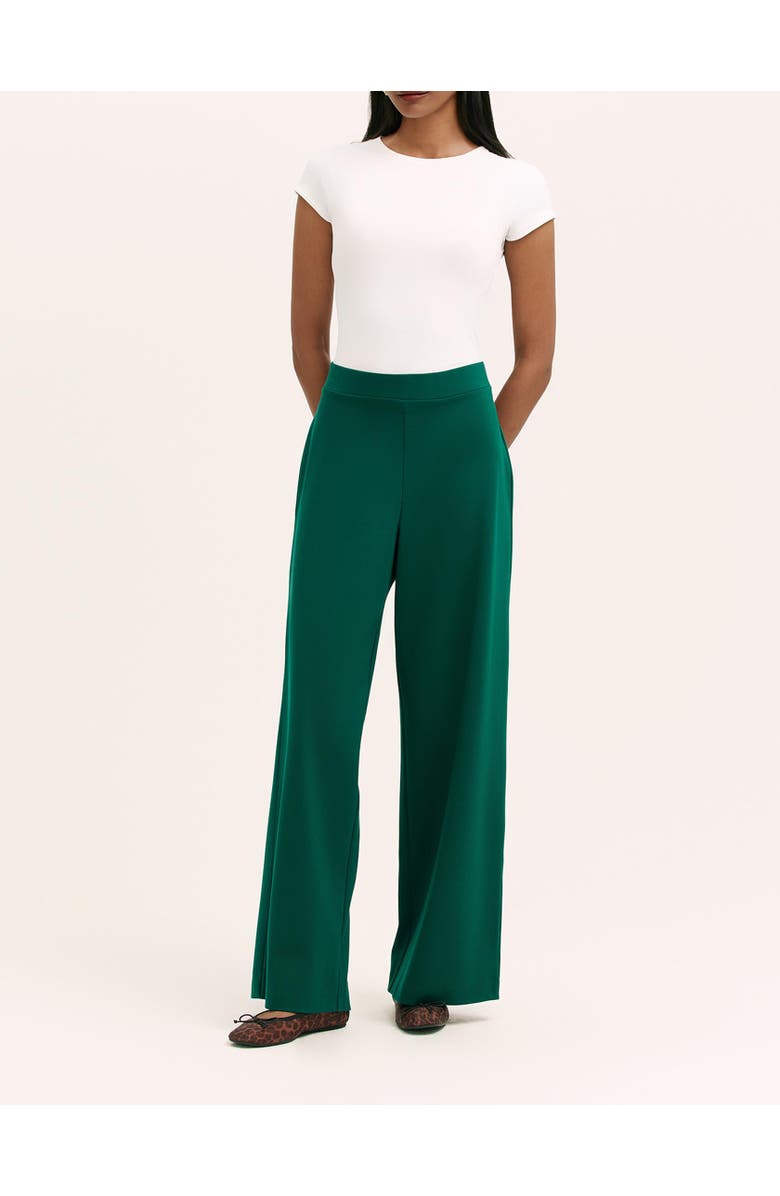 Finery London Kenzie Ponte Jersey Wide Leg Trousers, Alternate, color, Bottle Green