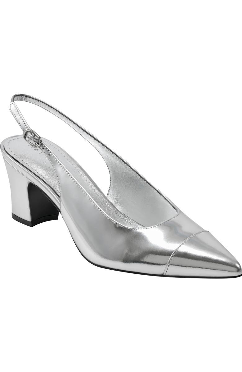 Marc Fisher LTD Blakeley Slingback Pointed Toe Pump, Main, color, Metallic Silver