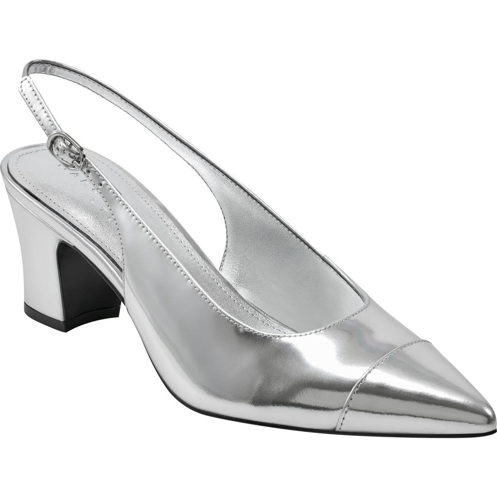 Marc Fisher Ltd Blakeley Slingback Pointed Toe Pump In Metallic Silver