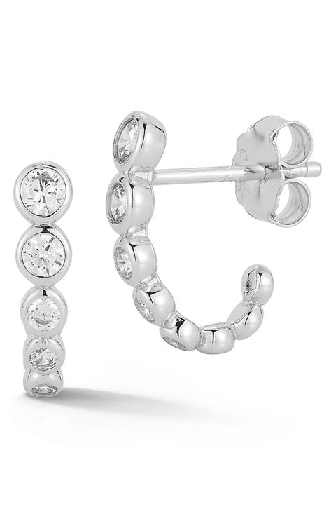 Cubic Zirconia Huggie Hoop Earrings