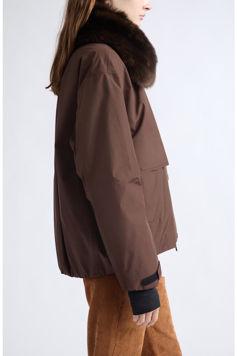 Caurel Faux Fur Collar Water Repellent Stretch Nylon Jacket, Alternate, color, ESPRESSO BEAN