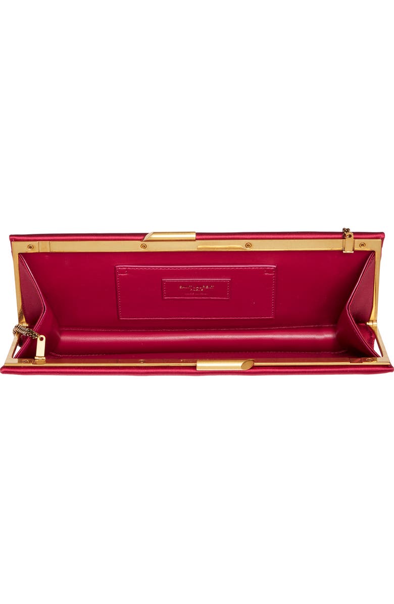 Saint Laurent Small Midnight Satin Clutch, Alternate, color, Dark Fuchsia