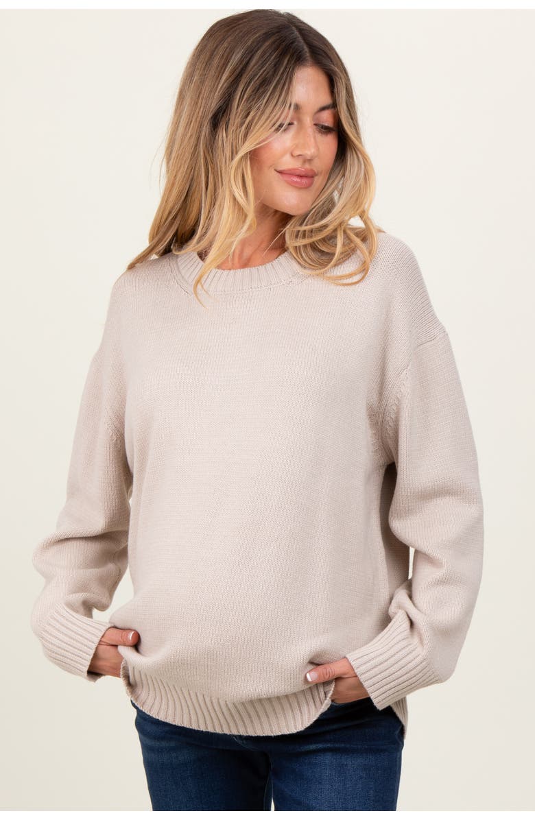PinkBlush Soft Knit Basic Sweater, Alternate, color, Beige