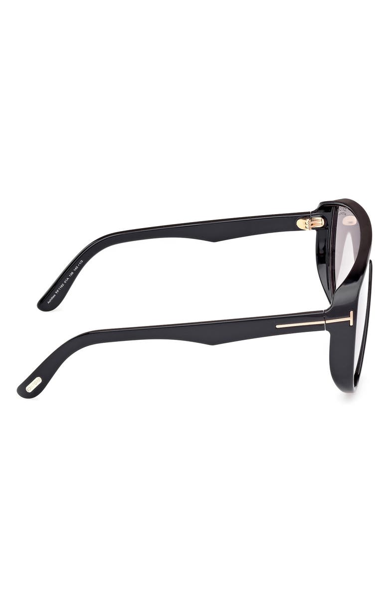 TOM FORD Achilles 138mm Shield Sunglasses, Alternate, color, Black / T Logo / Smoke Lenses