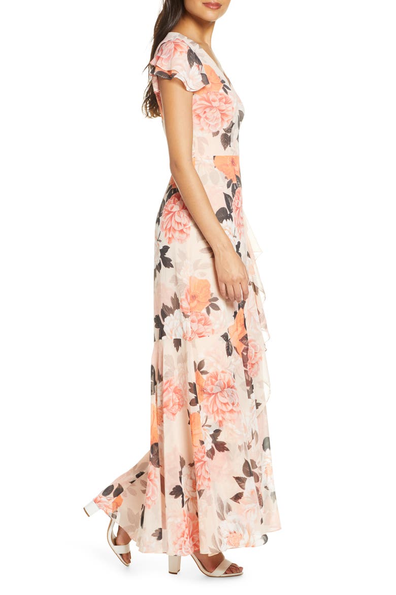 Faux Wrap Maxi Dress, Alternate, color, BLUSH