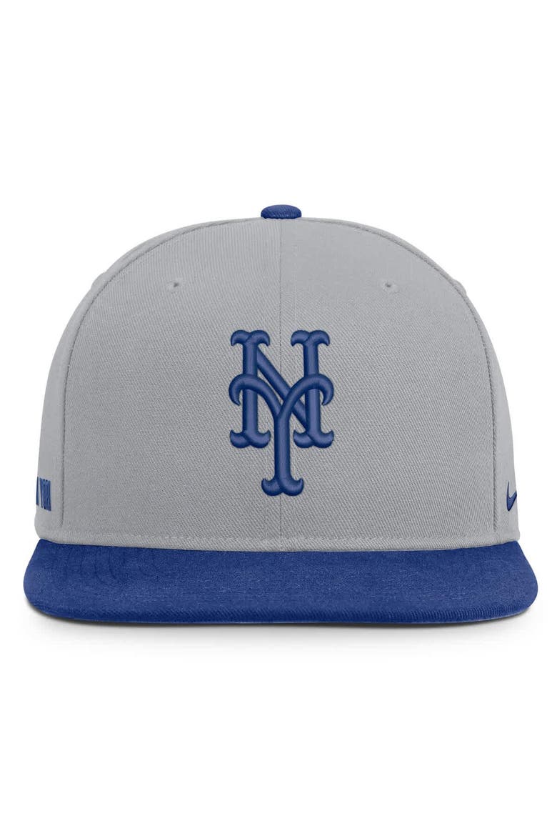 Men's Nike Gray/Royal New York Mets Primetime Pro Dri-FIT Snapback Hat, Alternate, color, Gray