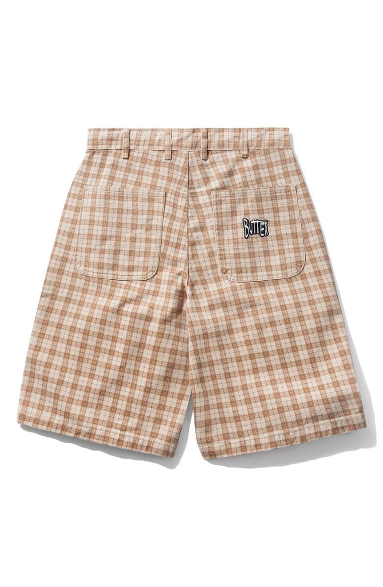 Butter Goods Peanuts<sup>®</sup> Snoopy Spike Cotton Work Shorts, Alternate, color, Sandstone Plaid