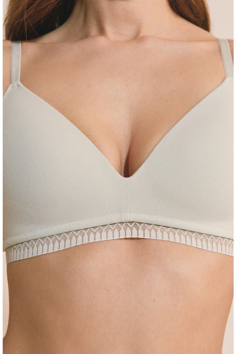 Happily Wireless Stretch Cotton Triangle Bra, Alternate, color, ANISE