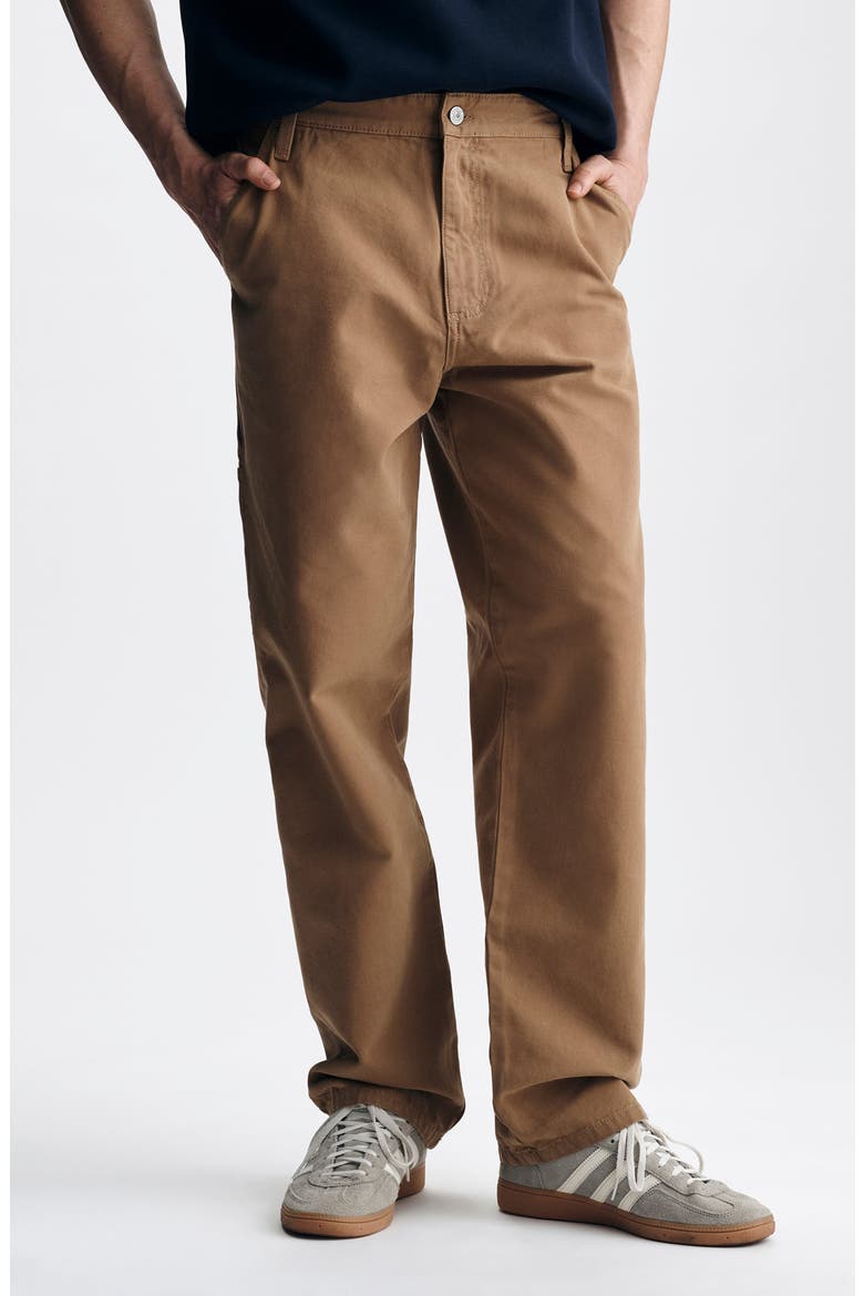 Williamsburg Relaxed Straight Leg Canvas Carpenter Pants, Main, color, FADED BROWN COLORED