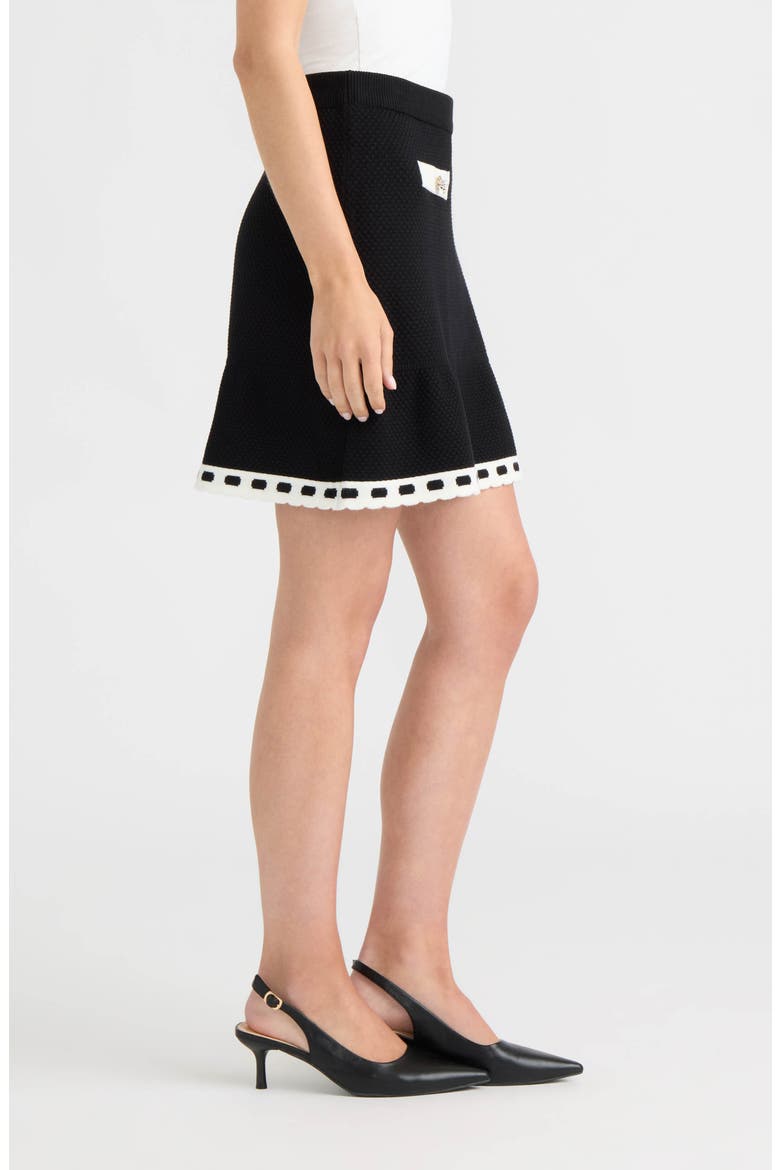 Contrast Trim Miniskirt, Alternate, color, BLACK